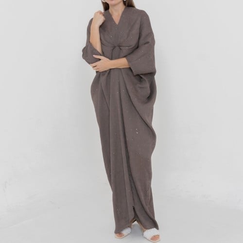 Maxi dress crepe fabric with glitter