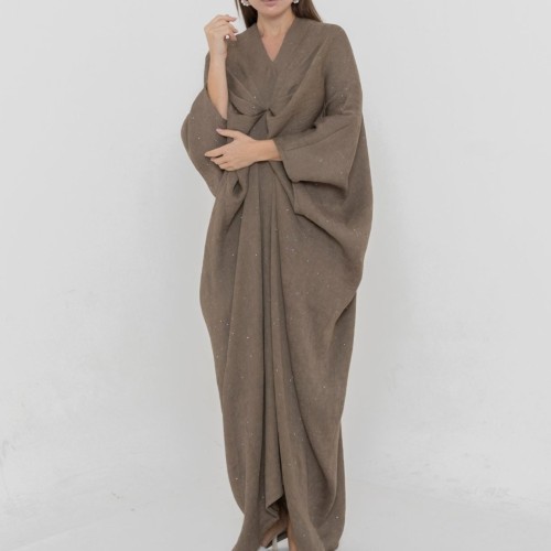 Maxi dress crepe fabric with glitter