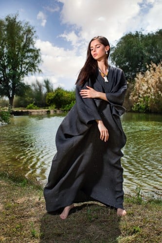 Maxi dress crepe fabric with glitter