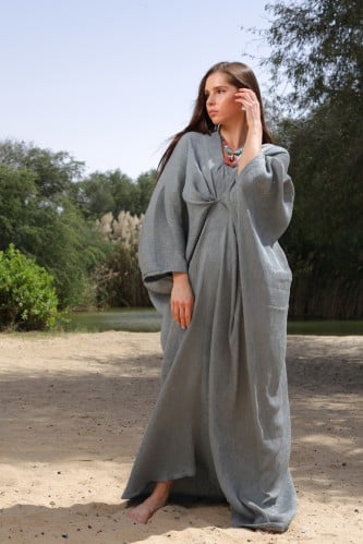 Maxi dress crepe fabric with glitter