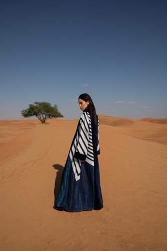 Ladies winter dress mix of velvet and linen