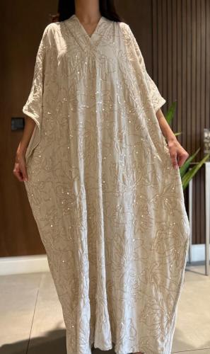 Ladies kaftan with embroidery and transparent sequins lenin