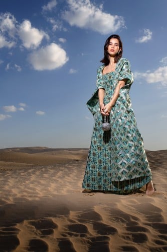 Ladies two piece embroidery dress linen