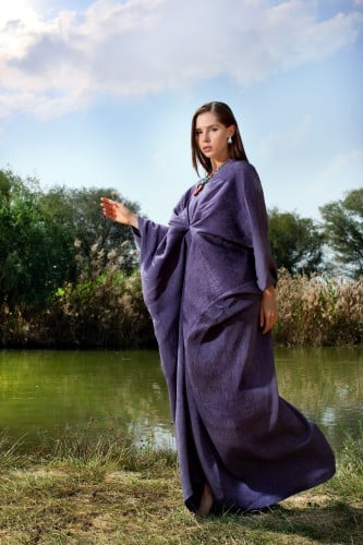 Maxi dress crepe fabric with glitter