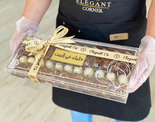 بوكس يحتوي على نص كيلو شوكلاته بلجيكية مغلفة