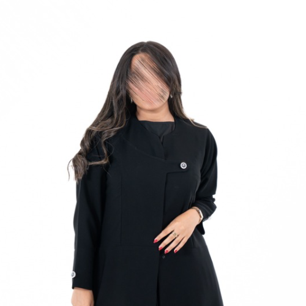 عباية كريب اسود عملية مع اضافة ازارير