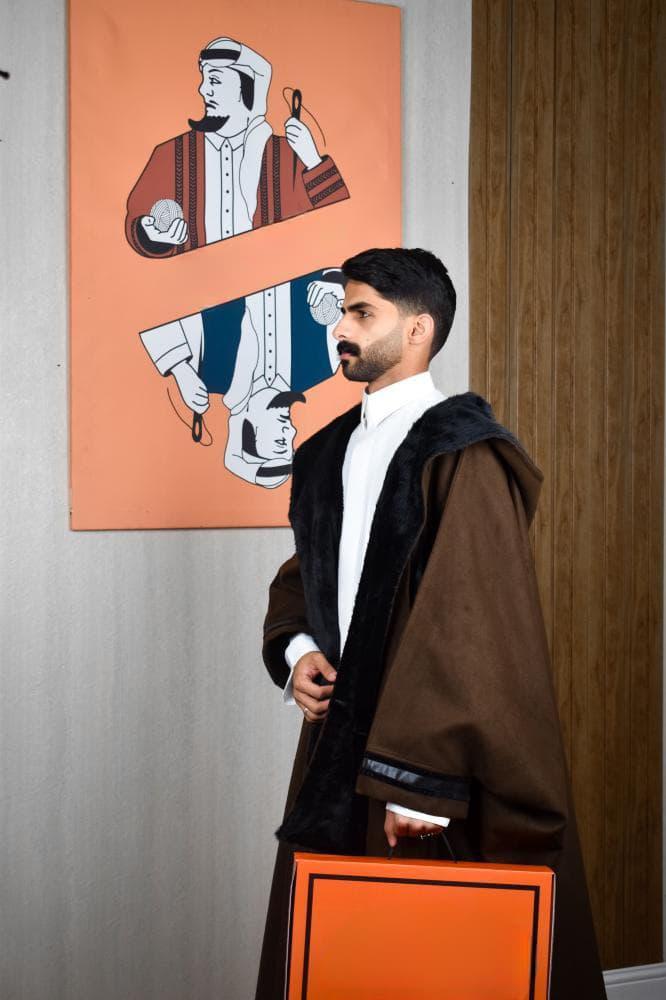 فروه قماش جوخ جملي  بطانة فرو أسود