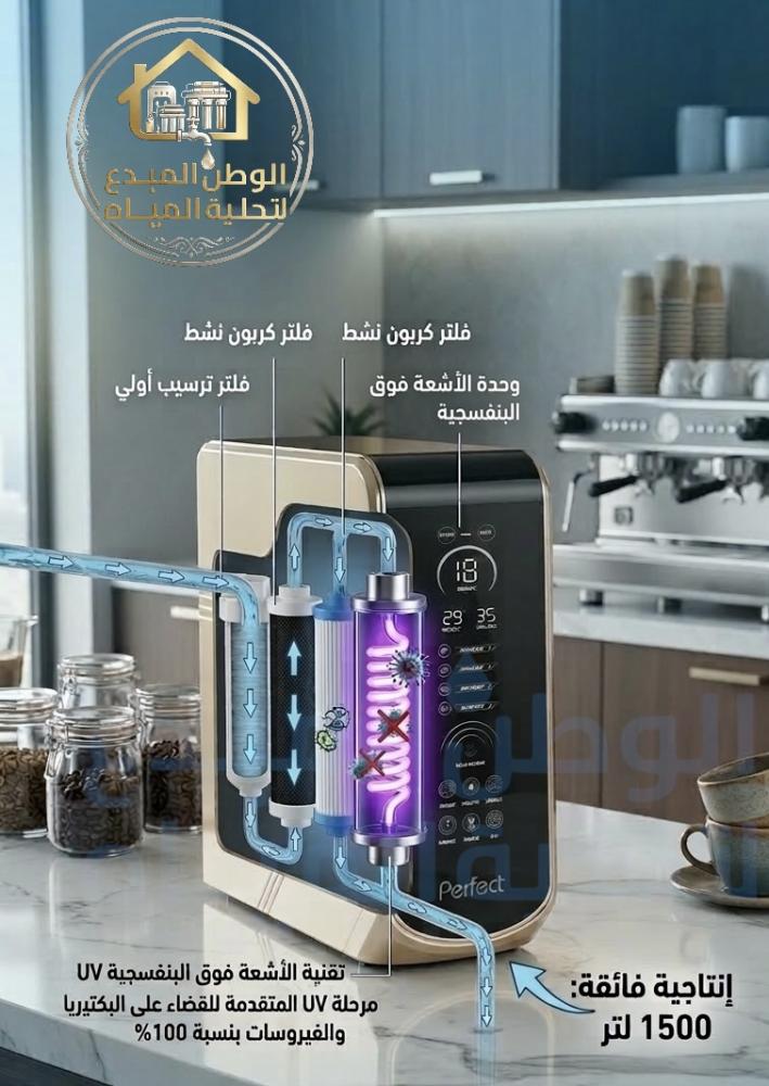 الحل الجذري لمشاكل المياه في الكافيهات والڤلل الكبيرة: تعرف على الفلتر الديجيتال العملاق (1500 لتر/يوم) مع تقنية UV