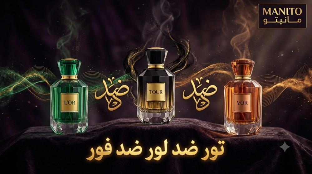 مقارنة عطور مانيتو: تور ضد لور ضد فور — أيهم يناسبك؟