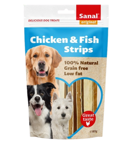 مكافات سانال للكلاب شرائح الدجاج والسمك (80g)