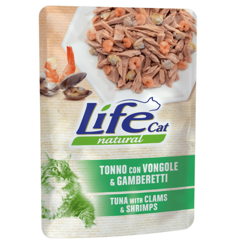 اظرف لايف كات طعام رطب تونة مع المحار والروبيان للقطط (70g)