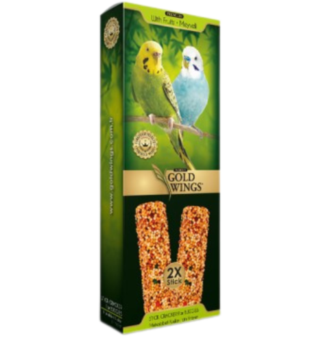 مكافآت جولد وينجز بريميوم عصا لطيور البادجي بنكهة الفواكه ( 2×60g )
