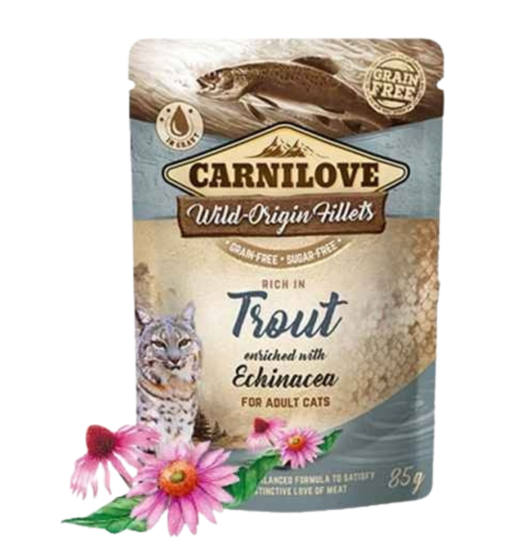 كارنيلوف اكل رطب بسمك السالمون المرقط مع زهرة القنفذية للقطط البالغة( 85g)