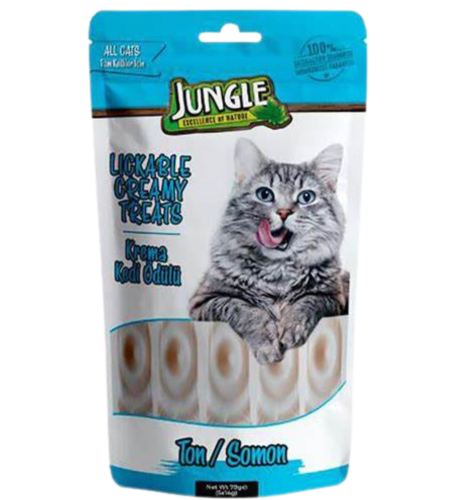 مكافآت جنغل بالتونة والسلمون للقطط (5×14g)