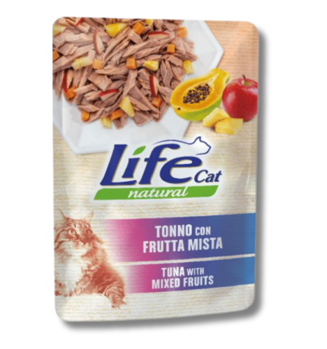 اظرف لايف كات طعام رطب للقطط البالغة بالتونة والفواكة المشكلة (70g)