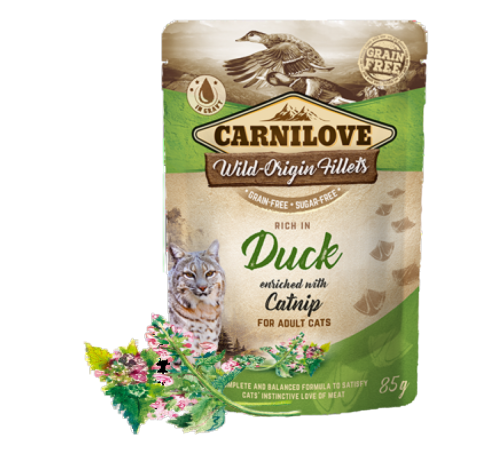 كارنيلوف اكل رطب بالبط مع الكاتنيب للقطط البالغة ( 85g)2