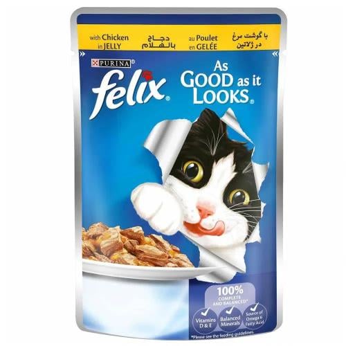 فليكس طعام الدجاج للقطط (جيلي) 85 ج