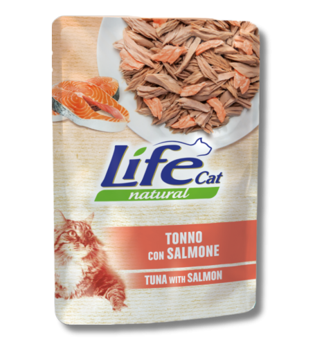 اظرف لايف كات طعام رطب للقطط البالغة التونا مع السالمون (70g)