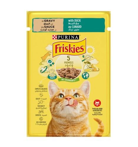 طعام فريسكس المرق مع البط للقطط