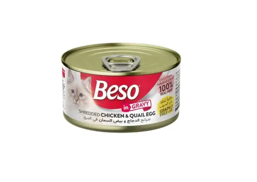 معلبات بيسو دجاج وبيض السمان بالمرق 85 غرام