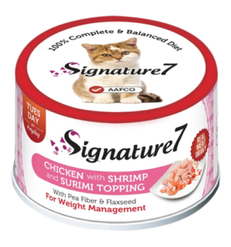 معلبات سيقنتشر 7 بالدجاج والربيان في المرق للقطط ( 70g )