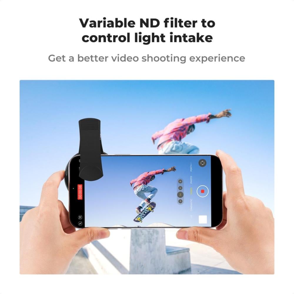 K&F 52mm Clip-on ND2-400 Phone Camera Lens Filter Kit, Adjustable Neutral Density Filter Compatible models: iPhone 15 series / 14 series / 13 series / 12 series / 11 series