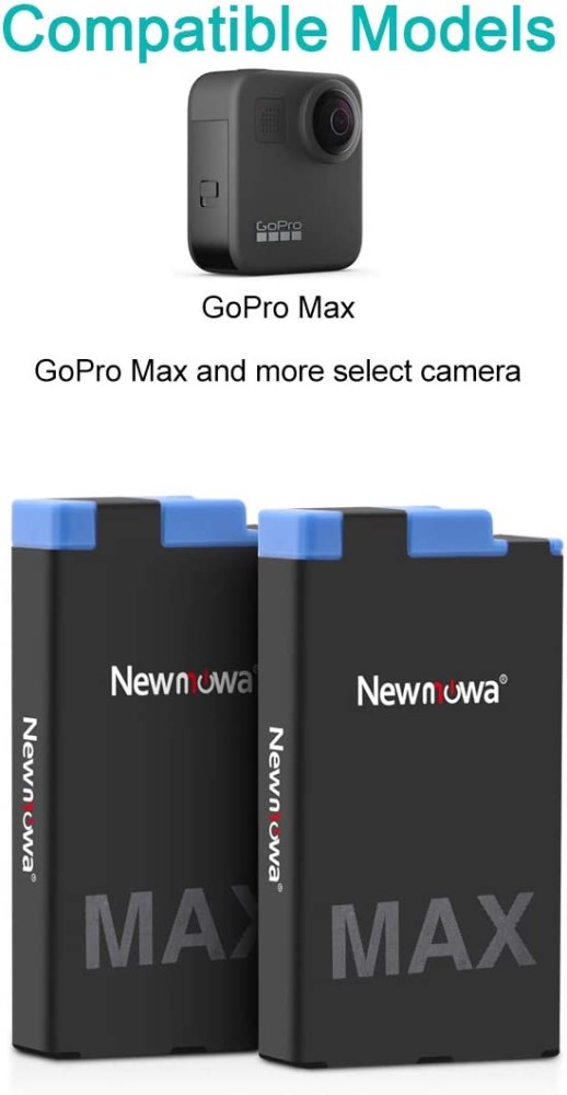 Newmowa Replacement Battery (2-Pack) and Rapid 3-Channel Charger for GoPro  MAX Fully Compatible