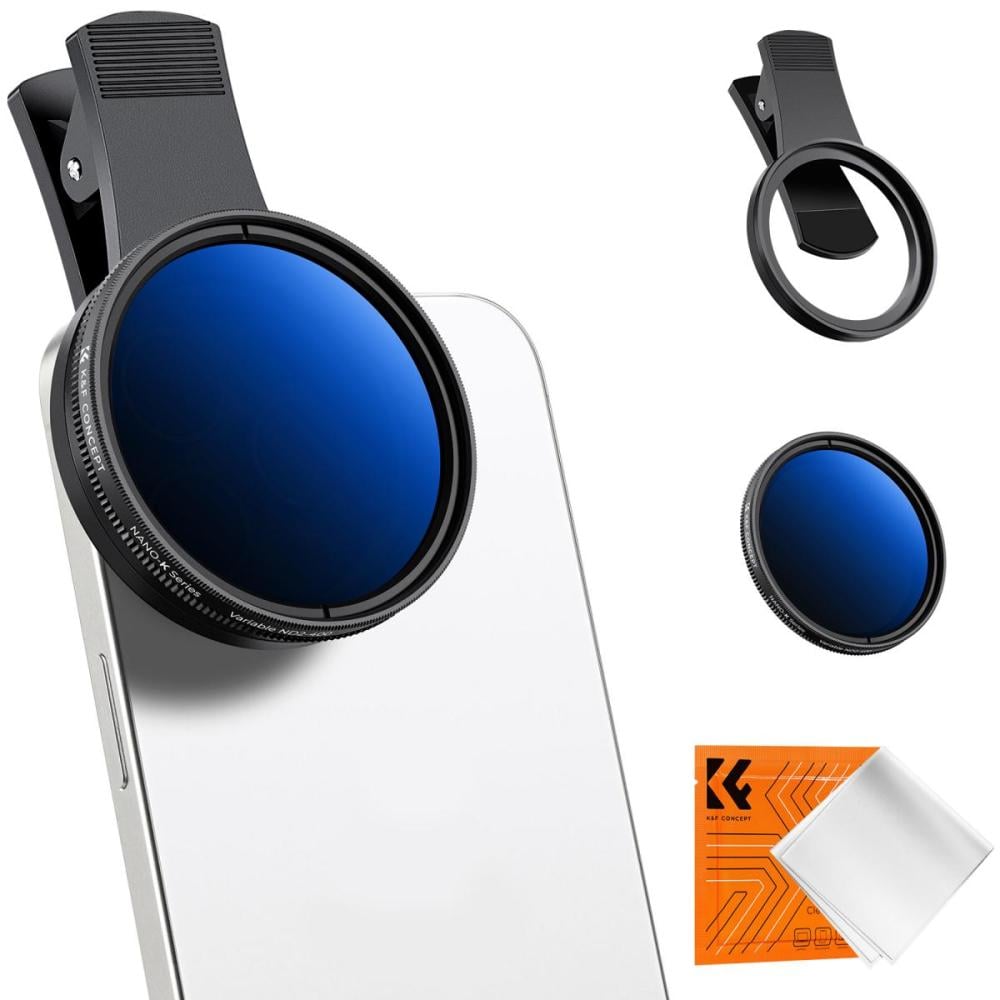 K&F 52mm Clip-on ND2-400 Phone Camera Lens Filter Kit, Adjustable Neutral Density Filter Compatible models: iPhone 15 series / 14 series / 13 series / 12 series / 11 series