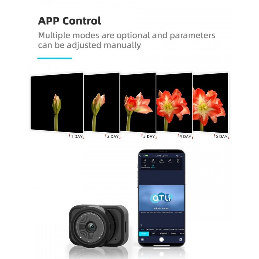 محلي - K&F Concept ATLI T100 1080P Time Lapse Camera WiFi HDR APP Control  Real-time Preview Timing Shooting Manual Focus Timelapse Video Camera