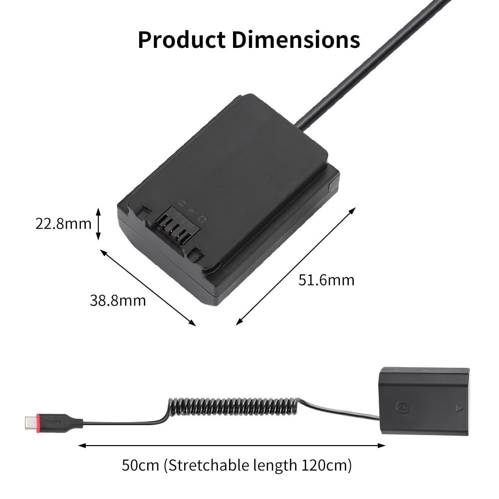 KingMa Portable NP-FZ100 Dummy Battery USB-C