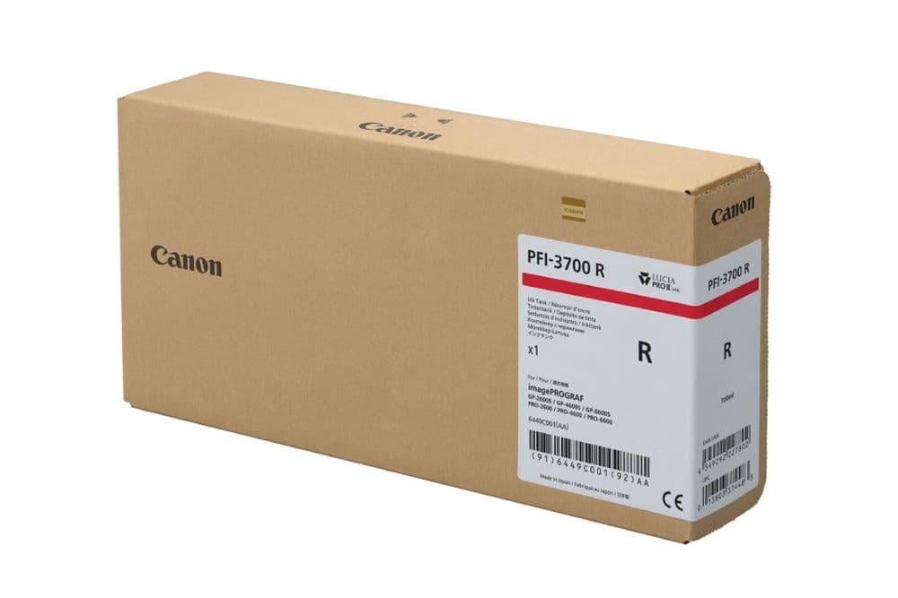 Canon PFI-3700R Red Ink Tank | 700ml | 6449C001AA) PRO-2600/PRO-4600/PRO-6600