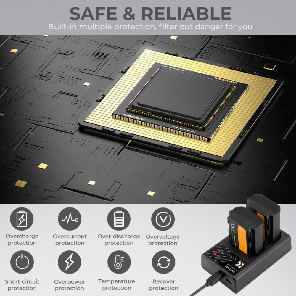 K&F Concept NP-FZ100 rechargeable battery 2pcs + charger + 64GB micro SD card kit compatible with Sony