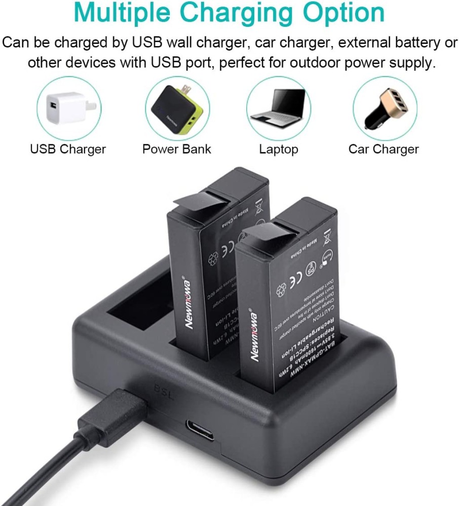 Newmowa Replacement Battery (2-Pack) and Rapid 3-Channel Charger