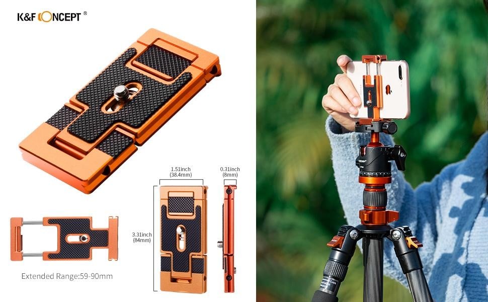 K&F Concept Carbon Fiber Camera Tripod 172cm, Lightweight Compact Tripod Monopod with Ball Head Quick Release Plate Carrying Bag Loading Up to 15KG