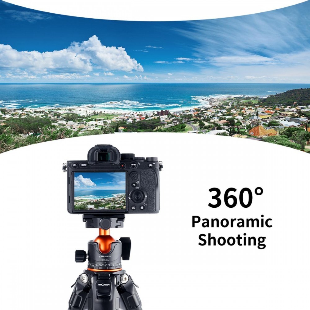 K&F Concept Professional 35mm Metal Tripod Ball Head 15kg/33lbs Load 360 Degree Rotating Panoramic with 1/4 inch Quick Release Plate