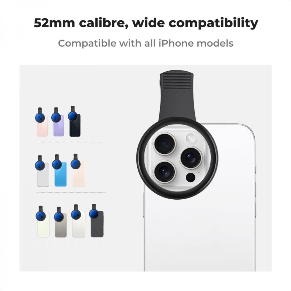 K&F 52mm Clip-on ND2-400 Phone Camera Lens Filter Kit, Adjustable Neutral Density Filter Compatible models: iPhone 15 series / 14 series / 13 series / 12 series / 11 series