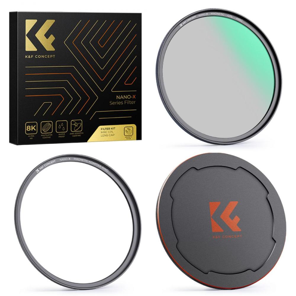 K&F 82mm CPL Circular Polarizer Magnetic Lens Filter HD Waterproof