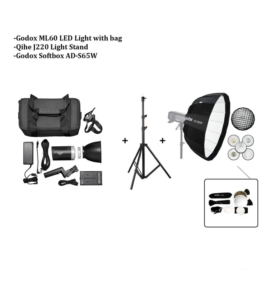 Godox ML60 LED Light (Continuous light) Package camera box