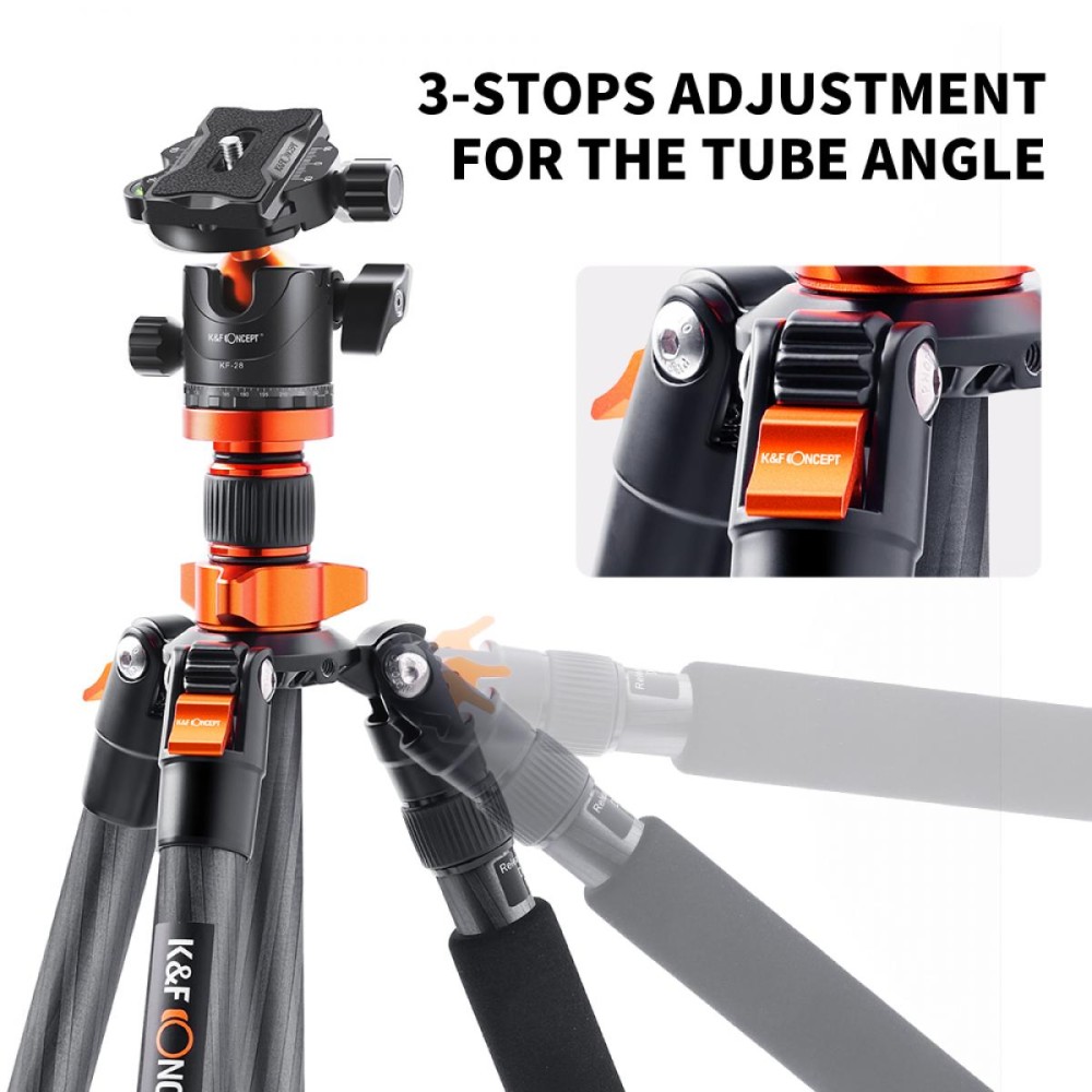 K&F Concept Carbon Fiber Camera Tripod 172cm, Lightweight Compact Tripod Monopod with Ball Head Quick Release Plate Carrying Bag Loading Up to 15KG