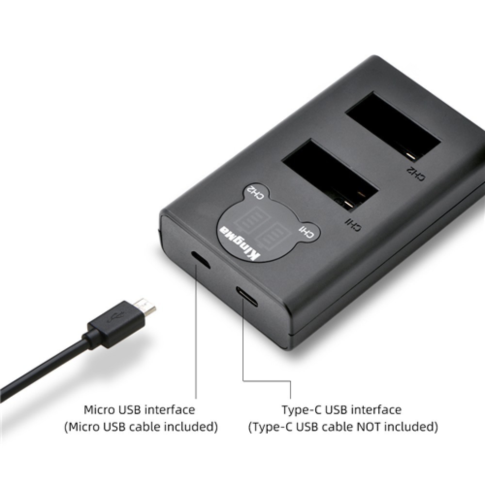 KingMa SPCC1B 2-Pack Battery and Lcd Dual Charger for Gopro Max