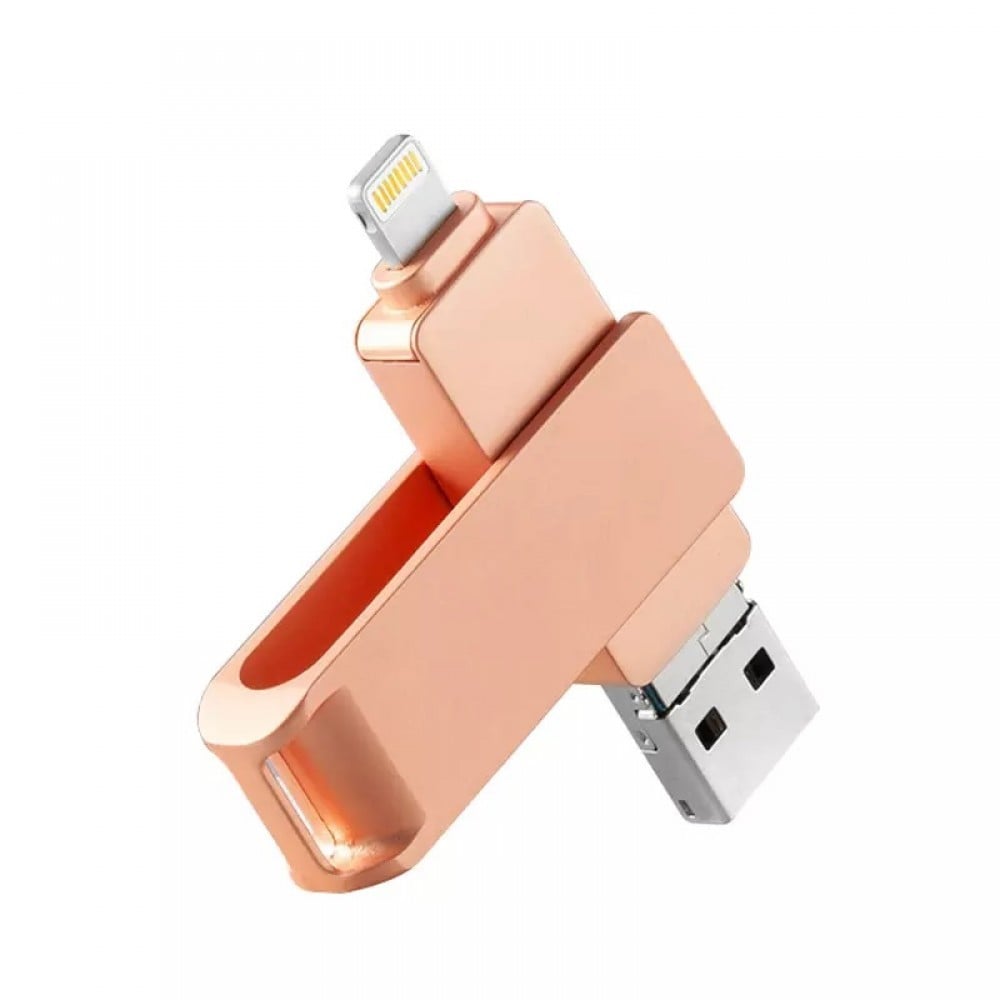 3 in 1 Flash Drive, USB 3.0 Memory for ipad, iPhone, Android and PC - 16 GB  Gold - camerabox