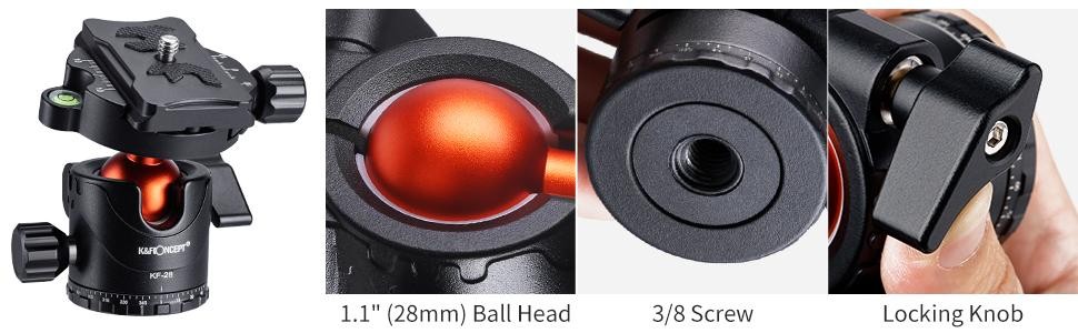 K&F Concept Carbon Fiber Camera Tripod 172cm, Lightweight Compact Tripod Monopod with Ball Head Quick Release Plate Carrying Bag Loading Up to 15KG
