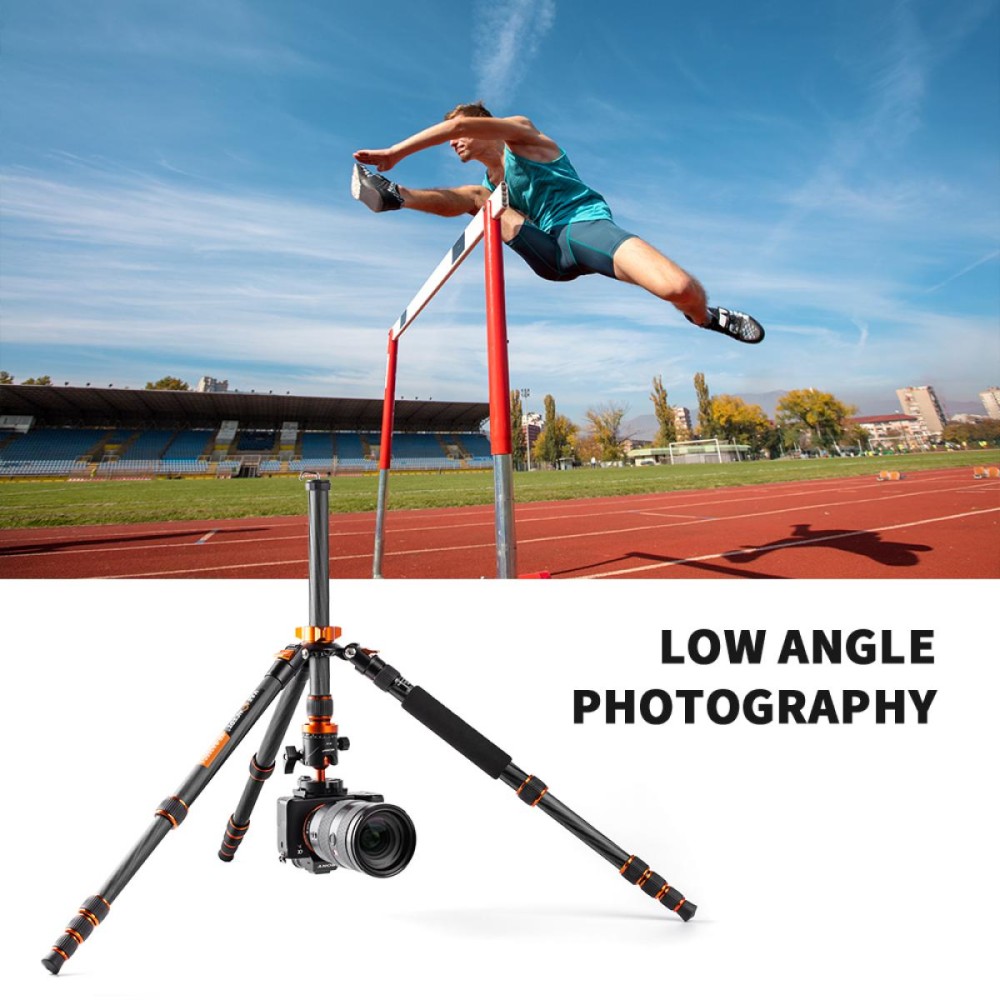 K&F Concept Carbon Fiber Camera Tripod 172cm, Lightweight Compact Tripod Monopod with Ball Head Quick Release Plate Carrying Bag Loading Up to 15KG