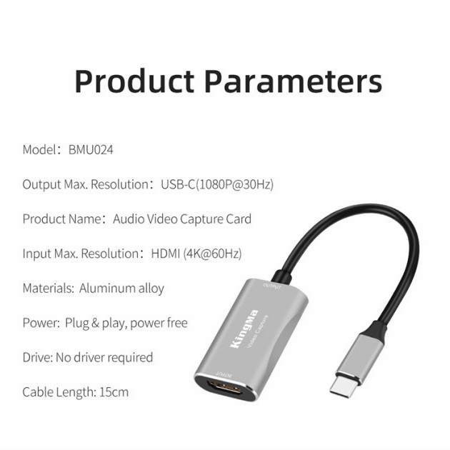 KingMa HDMI to USB-C Video Capture Card 4K 1080p BMU024