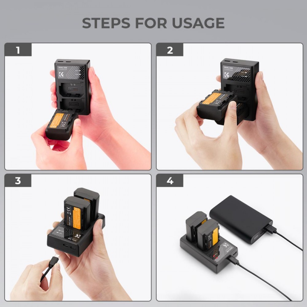 K&F Concept NP-FZ100 rechargeable battery 2pcs + charger + 64GB micro SD card kit compatible with Sony