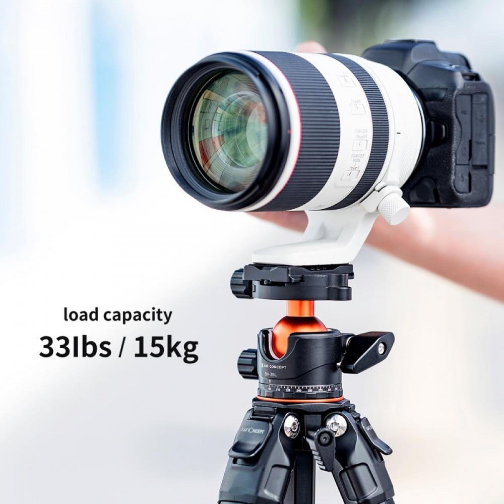 K&F Concept Professional 35mm Metal Tripod Ball Head 15kg/33lbs Load 360 Degree Rotating Panoramic with 1/4 inch Quick Release Plate