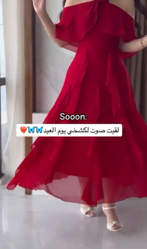 فستان نسائي خامه جورجيت مبطن اللون احمر NOADR