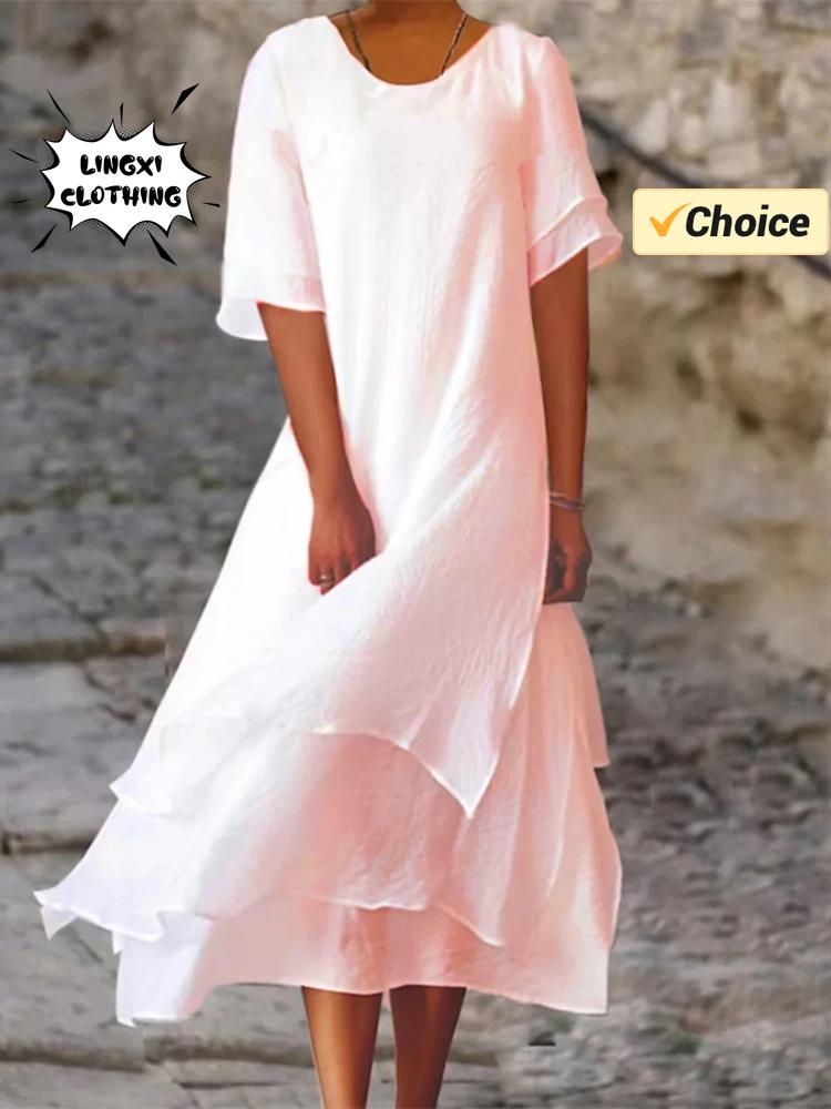 فستان سادة طويل