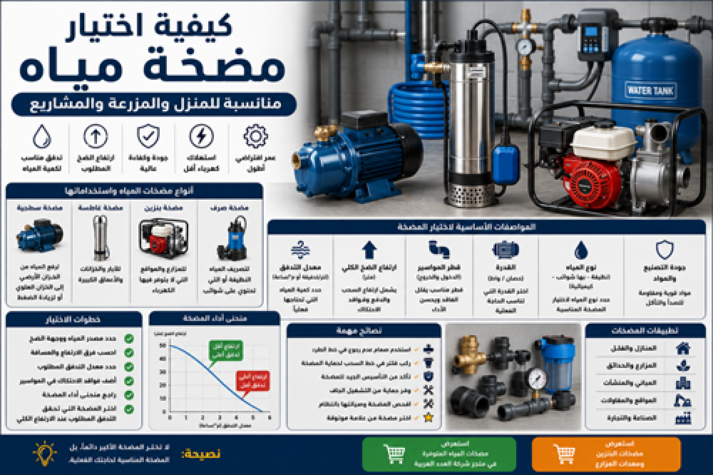 كيفية اختيار مضخة مياه مناسبة للمنزل والمزرعة والمشاريع