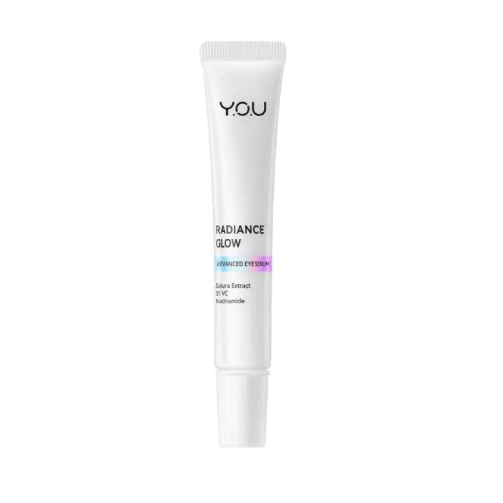 سيروم العيون المتطور Radiance Glow مع ملمس مصل خفيف الوزن، مدعم بفيتامين C 3X، والنياسيناميد، ومستخلص ساكورا، والكولاجين، والببتيدات